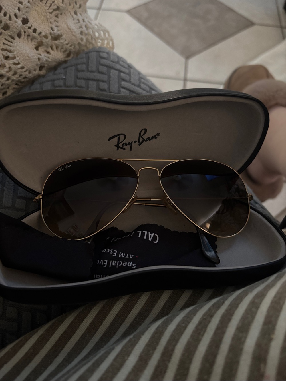 Ray-Ban Gold Aviator Sunglasses with Brown Lenses